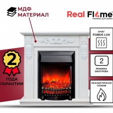 RealFlame Электрокамин Sorento WT с Fobos Lux S BL, звук потрескивания дров, без пульта ДУ