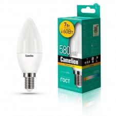 Лампа светодиодная Camelion E14 7W 3000K LED7-C35/830/E14 12073