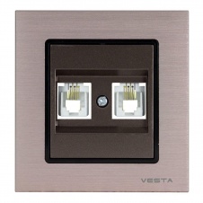 Розетка телефонная двойная Vesta-Electric Exclusive Champagne Metallic шампань FRZ00041014BSH